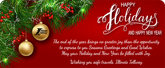 Seasons Greetings and Safe Travels holiday card from the Tollway